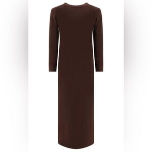 Norma Kamali Chocolate Brown Long Sleeved Maxi TShirt Dress Size XS 34 Side Slit